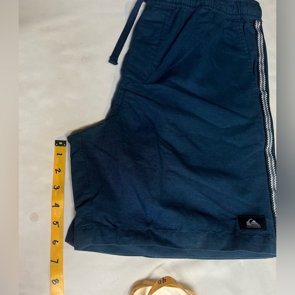 QUICKSILVER men's Navy cotton elastic waist swim trunks w/ side stripe size L - Picture 11 of 12